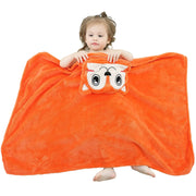 Flannel Fleece Animal Hooded Soft Childrens Hooded Cloak Cartoon Baby Coral Fleece Kids Bath Towel (Orange (39.37 x 27.56 Inch))
