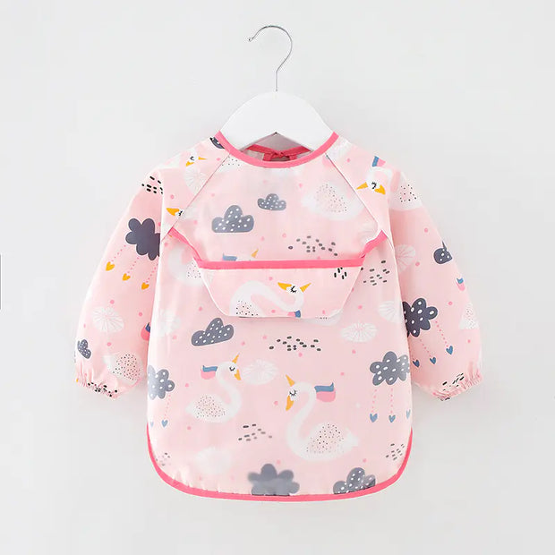 Waterproof Cotton Bib for Kids - Long Sleeve Feeding Apron